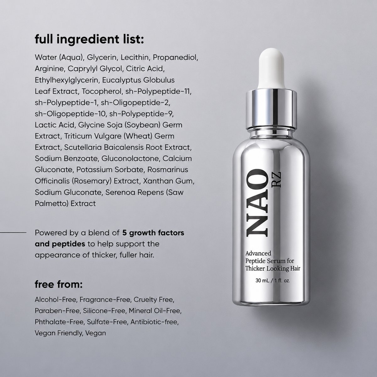 3 Advanced Hair Growth Serums - Multipeptide Formula for Thicker, Denser Looking Hair